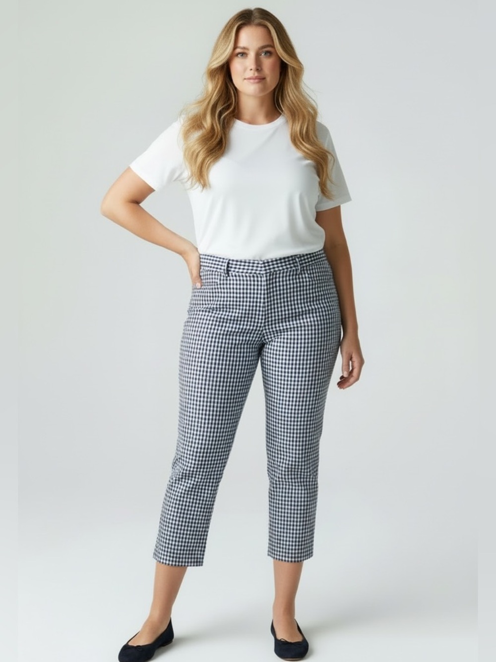 TALBOTS Gingham Cropped Pants - image 1